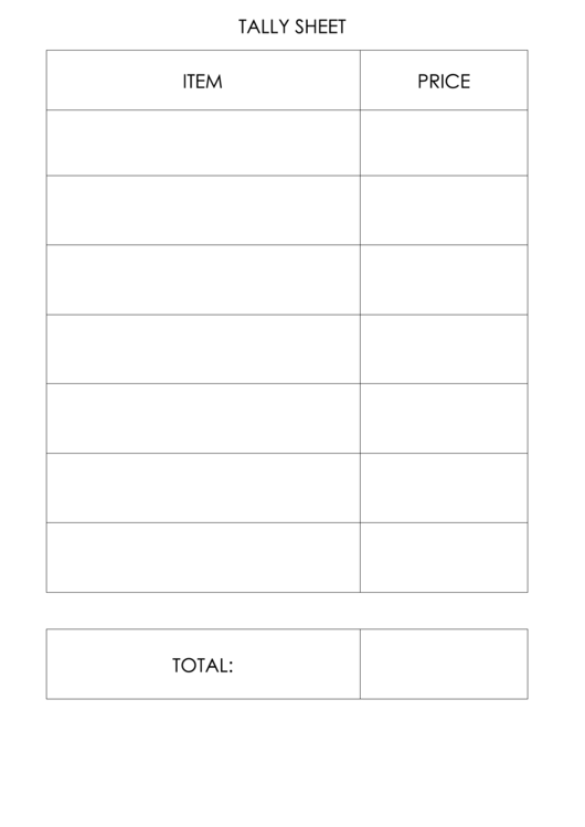 Blank Tally Sheet Printable Pdf Download