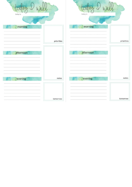 Planner For Today Blank Printable pdf