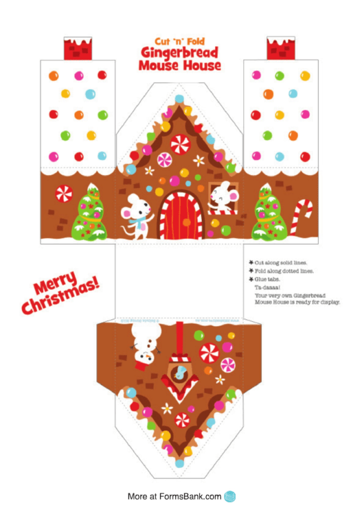 Gingerbread Mouse House Template Printable pdf