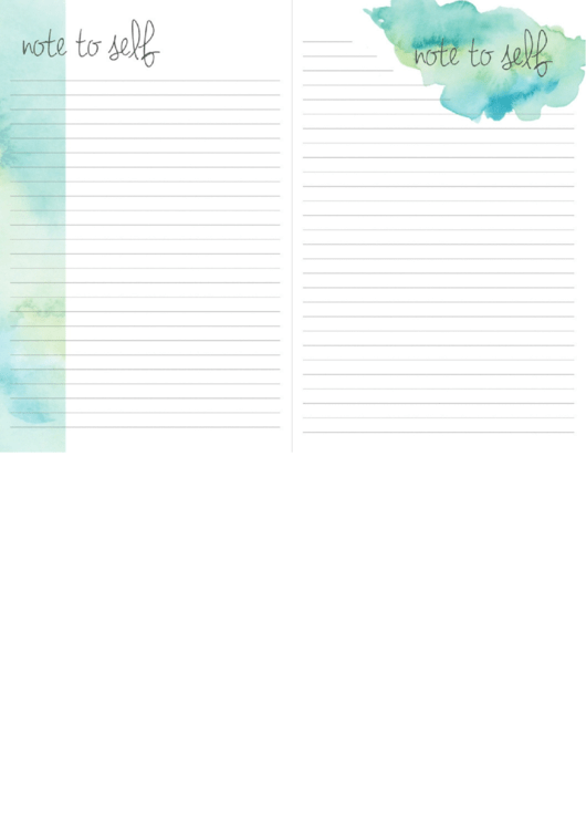 Note To Self Template - Blank Printable pdf