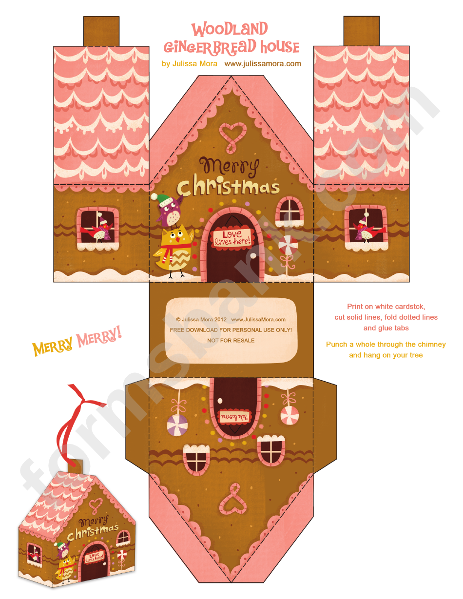 Woodland Gingerbread House Template printable pdf download