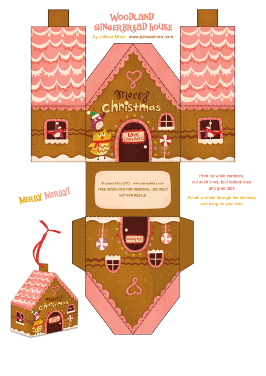 Woodland Gingerbread House Template Printable pdf