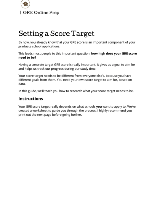 Gre Score Target Worksheet Printable pdf