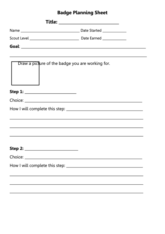 Badge Planning Sheet Printable pdf