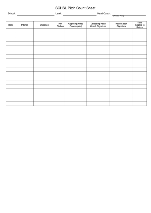 Schsl Pitch Count Sheet Printable pdf