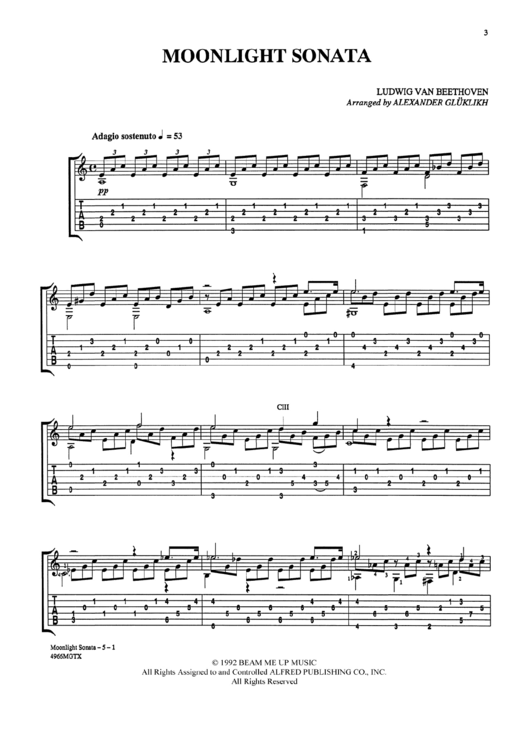 Moonlight Sonata Beethhoven Printable pdf