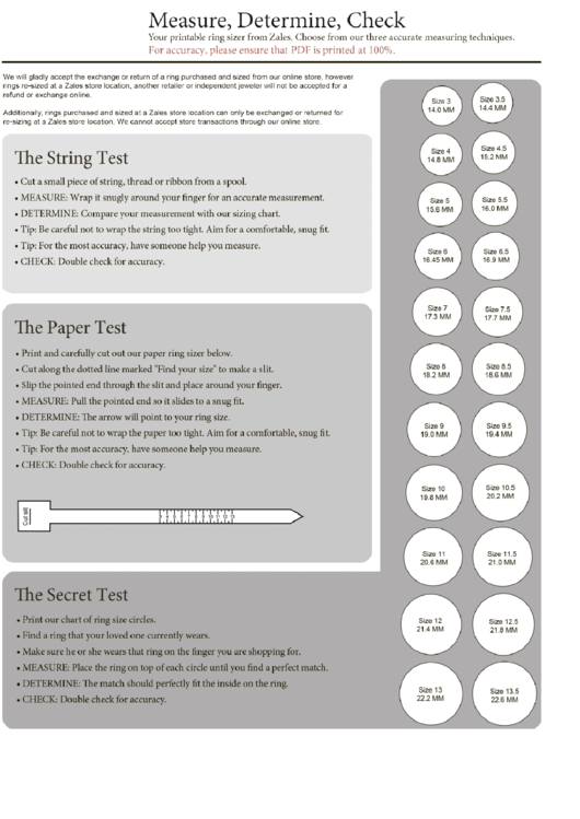 Zales Ring Sizer Printable Printable Word Searches