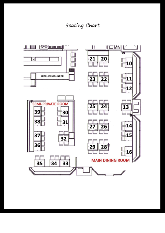 Seating Chart - Bann Restaurant Printable pdf