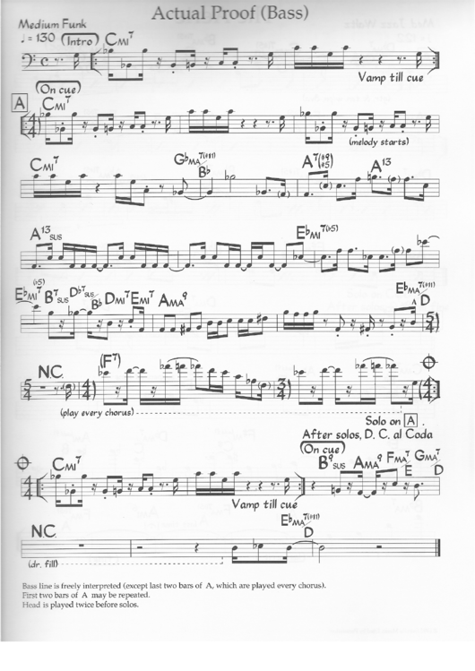 Actual Proof (Bass) Bass Sheet Music Printable pdf