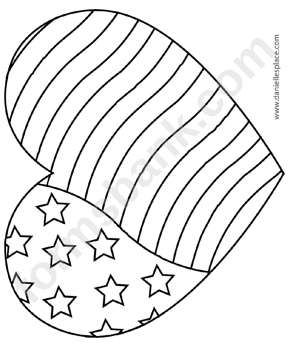 American Flag Heart Coloring Sheet
