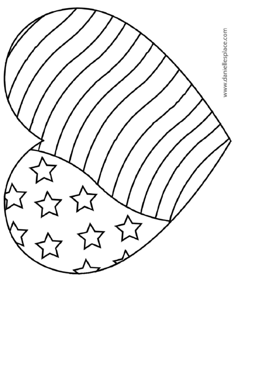 American Flag Heart Coloring Sheet printable pdf download