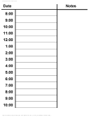 Hourly With Notes Hourly Planner Template