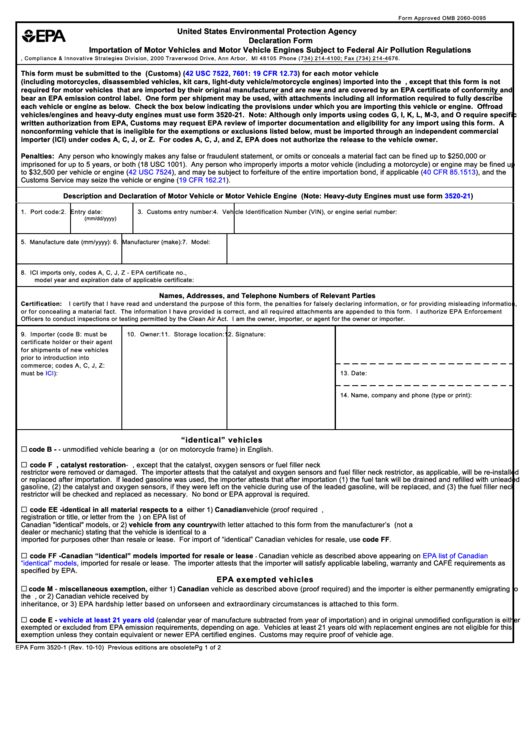 Form 3520-1 - Allegiance Customs Brokerage - 2010