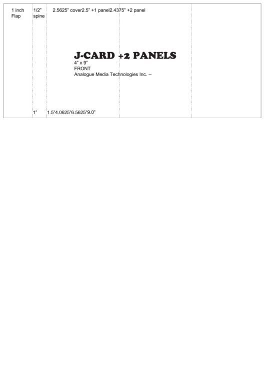 J-Card +2 Panels 4" X 9" Printable pdf