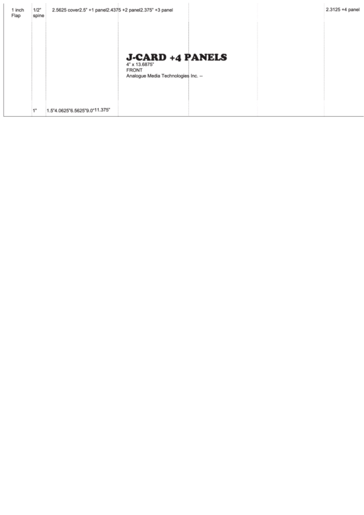 4 Panels J-Card Worksheet Template Printable pdf
