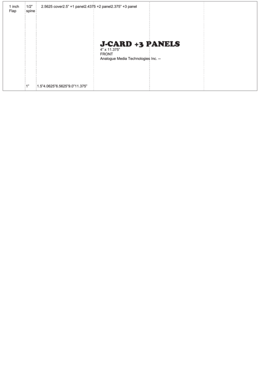 J-Card +3 Panels 4" X 11.375" Printable pdf