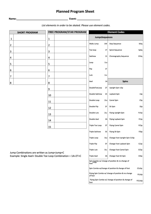 Fillable Planned Program Sheet Template Printable pdf