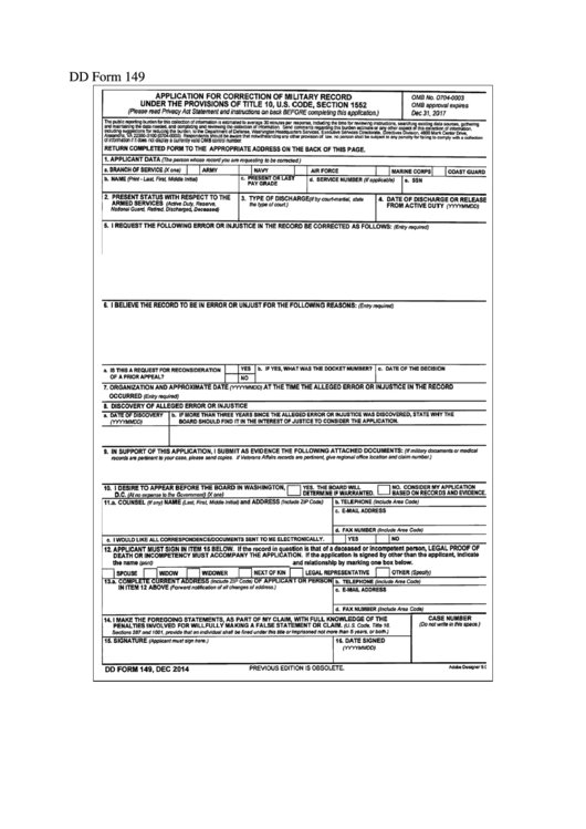 Top Dd Form 149 Templates Free To Download In PDF Format