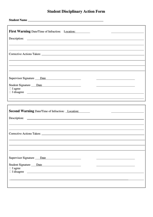 Discipline Form Pdf Student