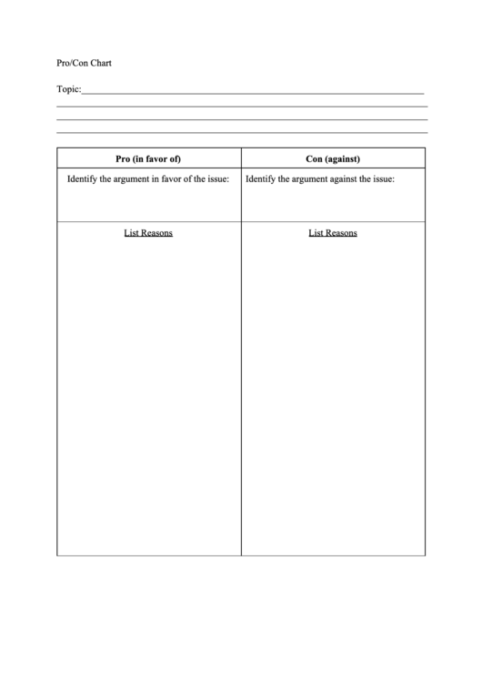 Pro/con Chart Printable pdf