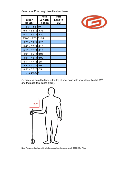 Goode Ski Pole Size Chart Printable pdf