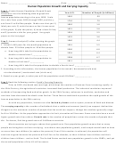 Human Population Growth And Carrying Capacity Worksheet Template Printable pdf