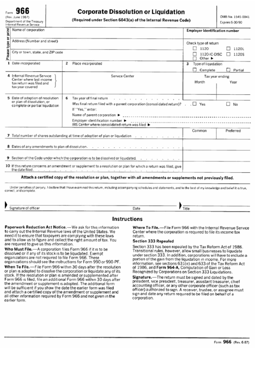 Form 966 (Rev. 06-1987) Printable pdf