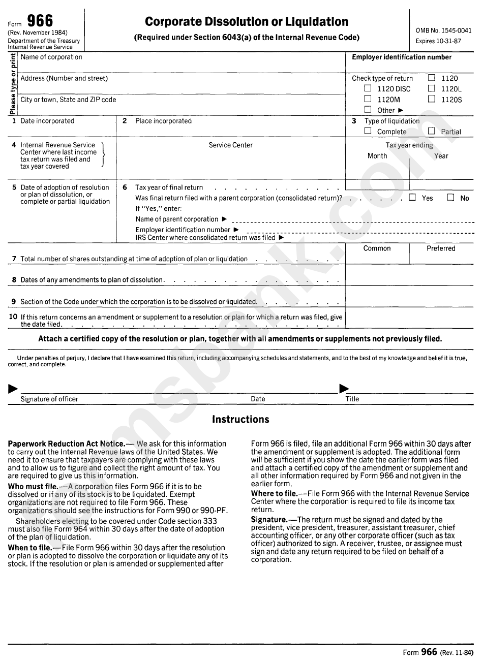 Form 966 (Rev. 11-1984)