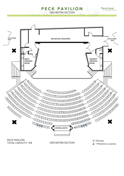 Peck Pavilion Orchestra Section Seating Chart Printable pdf