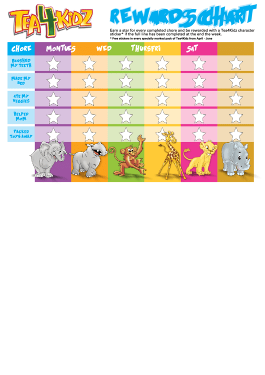 Star Rewards Chart For Kids Printable pdf