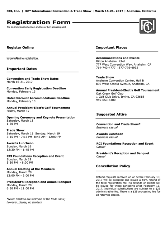 Registration Form - Rci, Inc.
