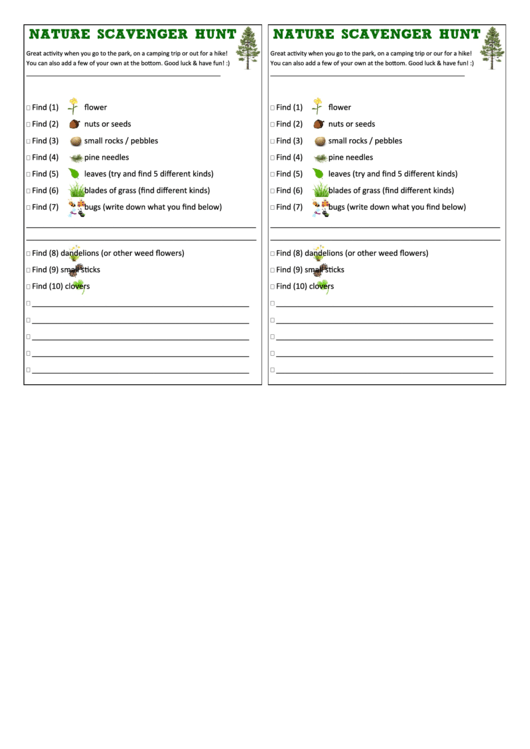 Nature Scavenger Hunt printable pdf download