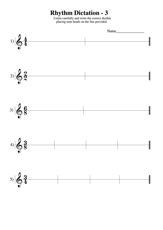 Rhythm Dictation Printable pdf