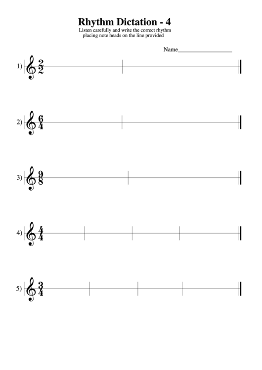 Rhythm Dictation Printable pdf