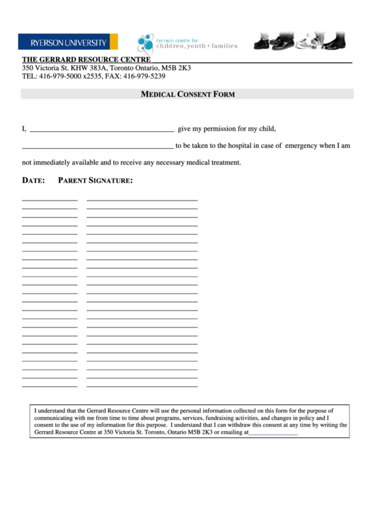 Medical Consent Form Printable pdf