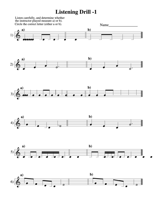 Listening Drill #1 (Sheet Music) Printable pdf