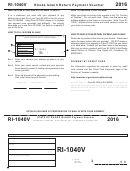Form Ri-1040v - Rhode Island Return Payment Voucher - 2016