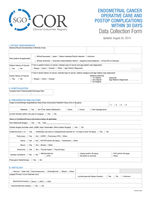Data Collection Form - Sgo Printable pdf