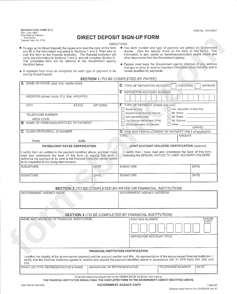 Direct Deposit Sign-Up Form