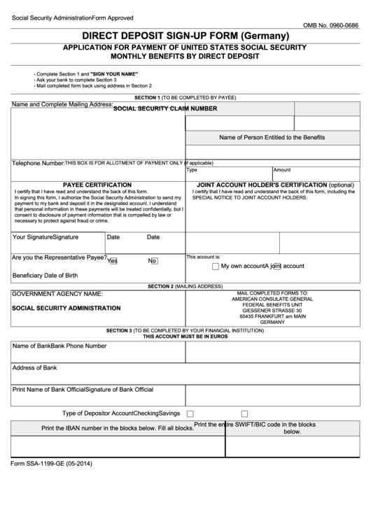 Direct Deposit Sign-up Form (germany) - Social Security