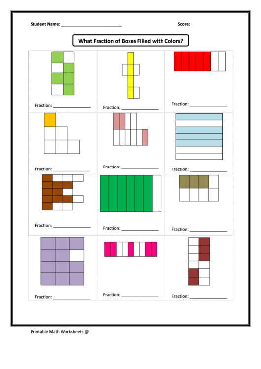What Fraction Of Boxes Filled With Colors Worksheet