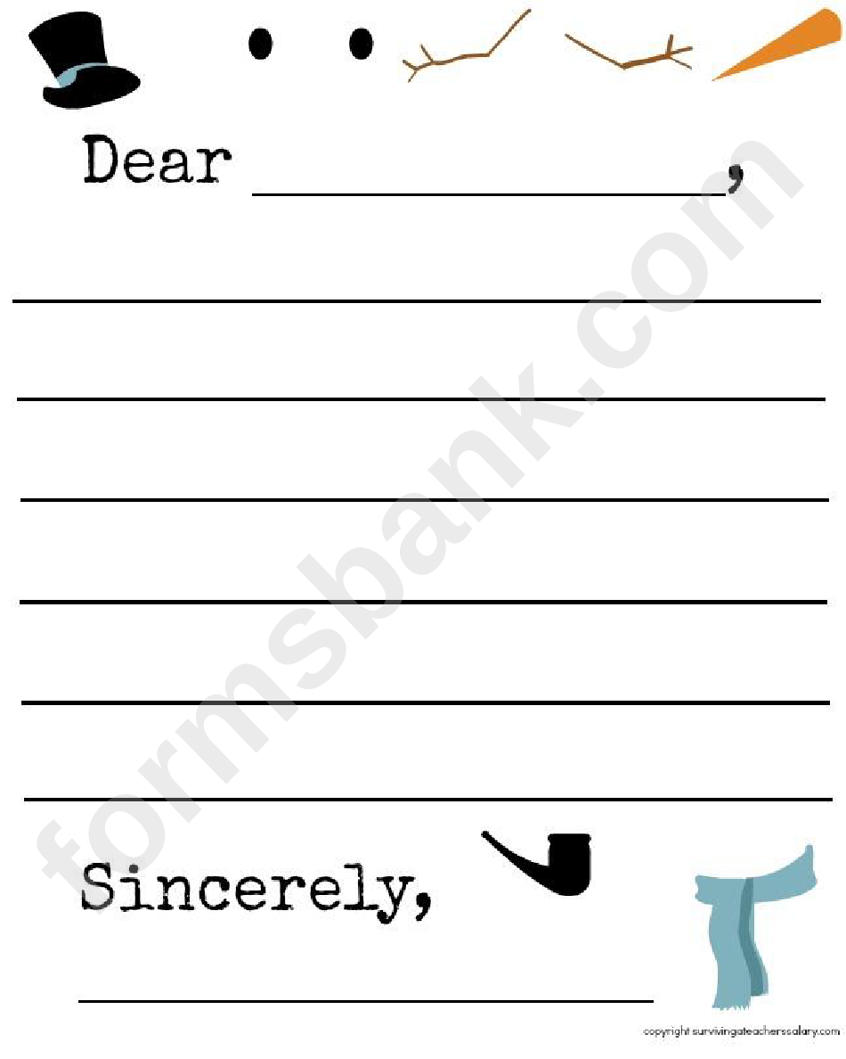 Snowflake And Snowman Winter Letter Template