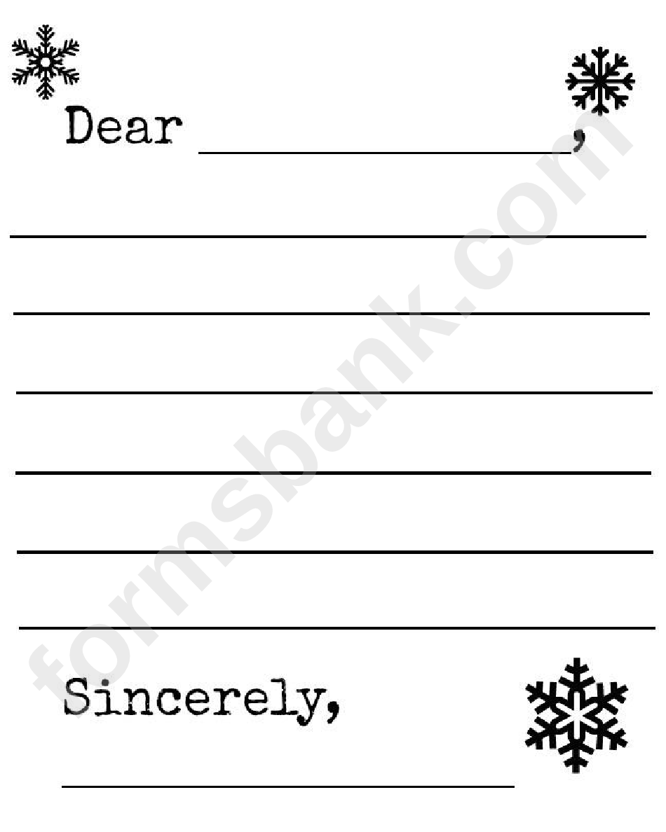 Snowflake And Snowman Winter Letter Template