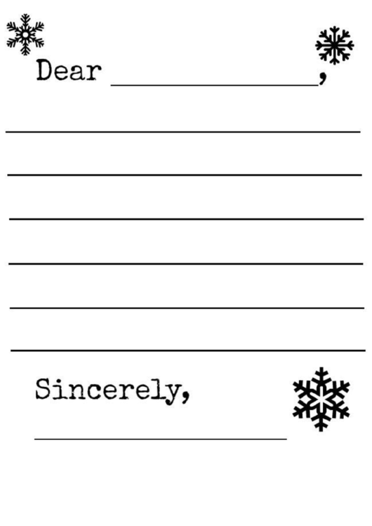 Snowflake And Snowman Winter Letter Template Printable pdf
