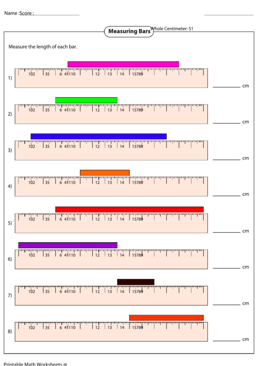 Measuring Bars Worksheet printable pdf download