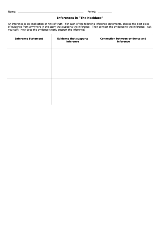 Inference And Motivation Chart Printable pdf