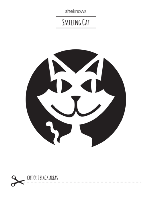 Smiling Cat Pumpkin Template Printable pdf