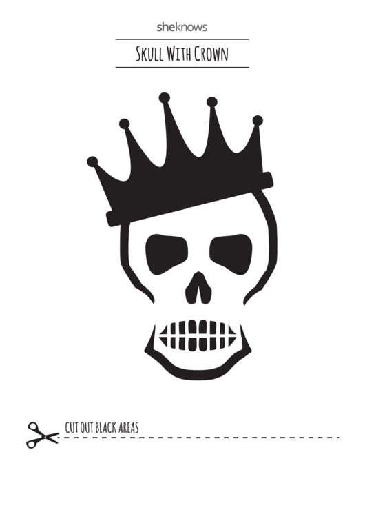Skull With Crown Pumpkin Template