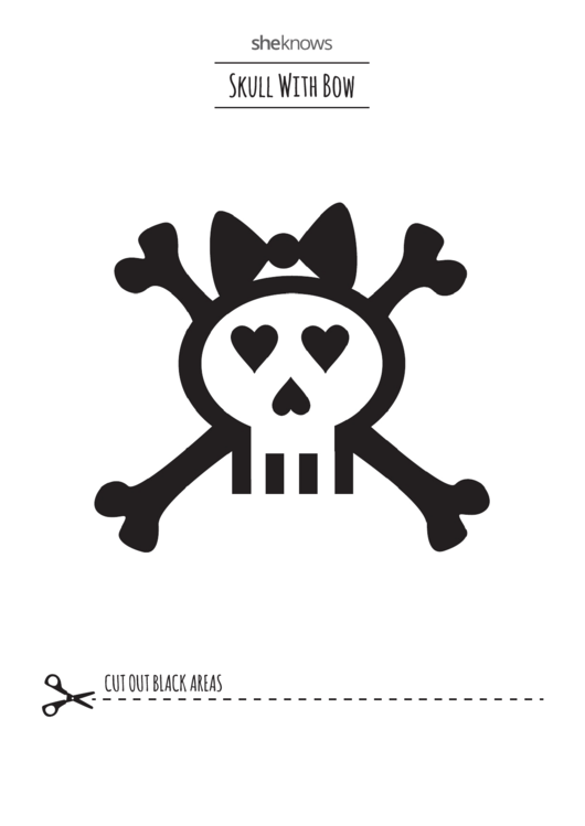 Skull With Bow Pumpkin Template Printable pdf