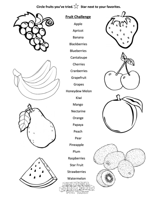 Fruit Challenge Worksheet Printable pdf